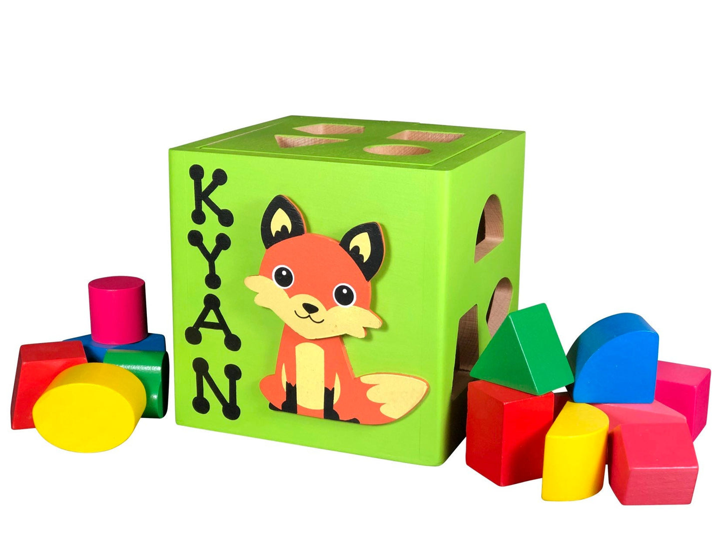 Personalized shape sorting cube / Turtle wood toy