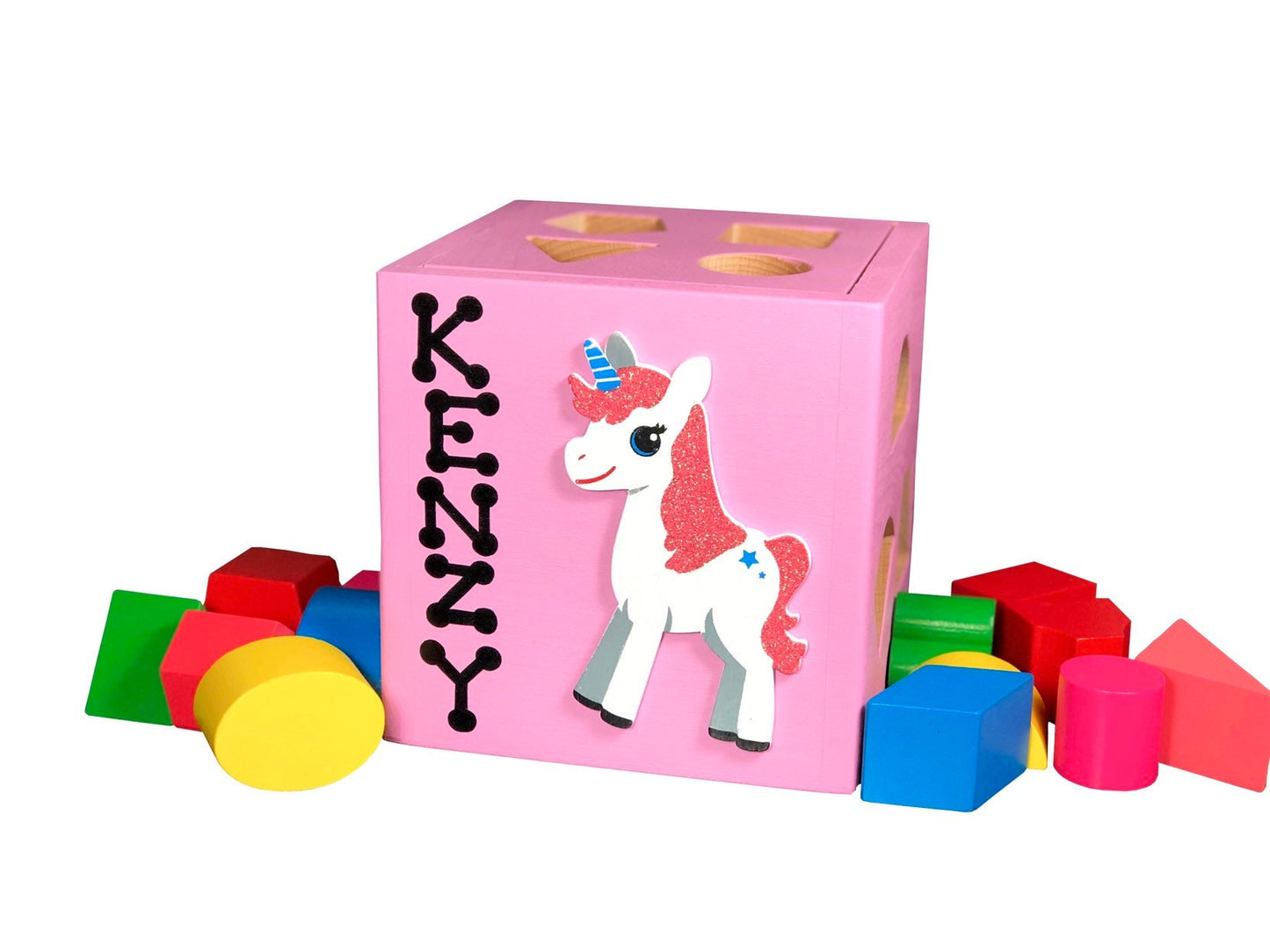 Unicorn baby gift / New baby gift idea / shape sorting box