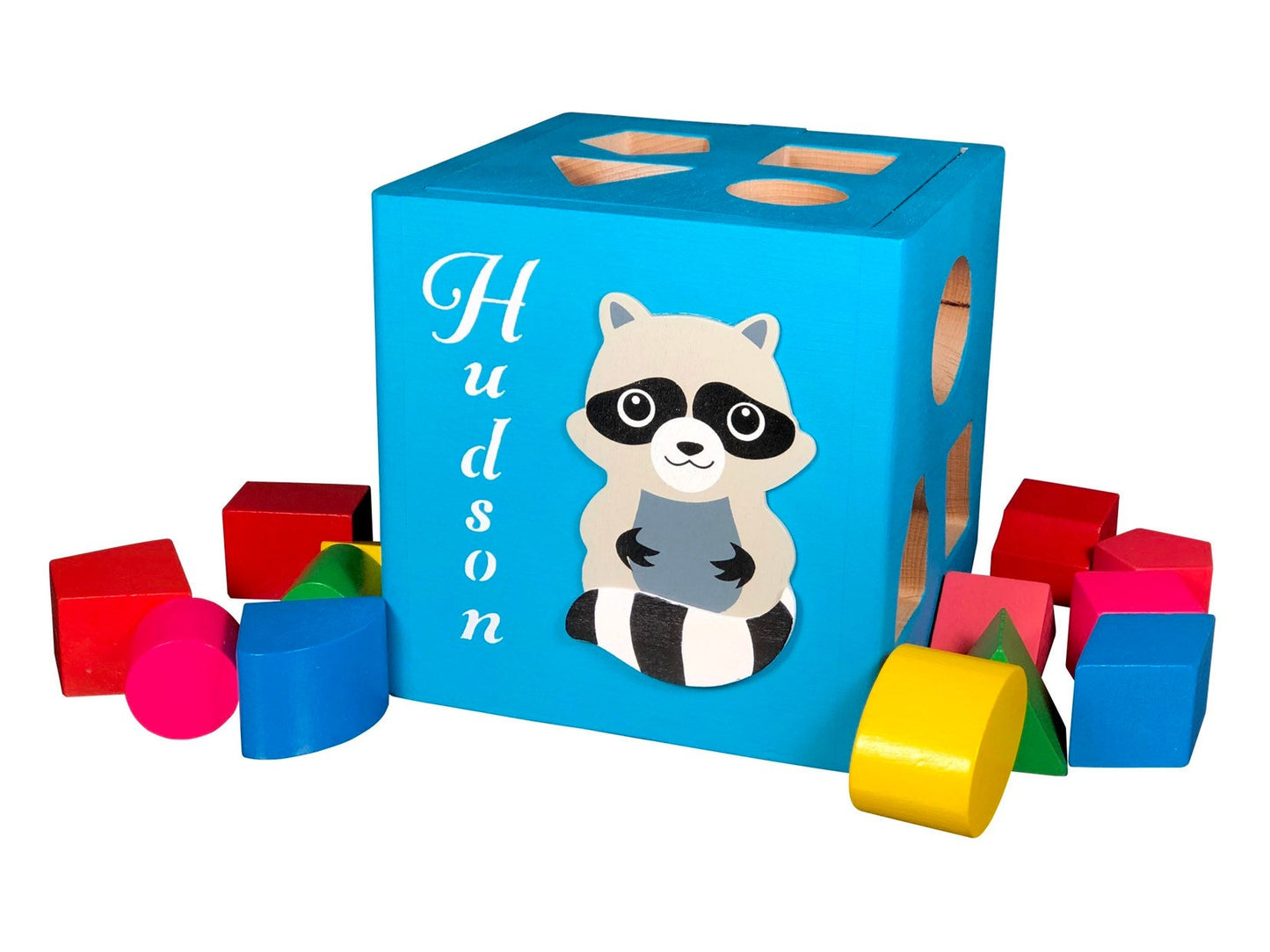 Handmade wooden baby toys / personalized baby gift / Raccoon toy
