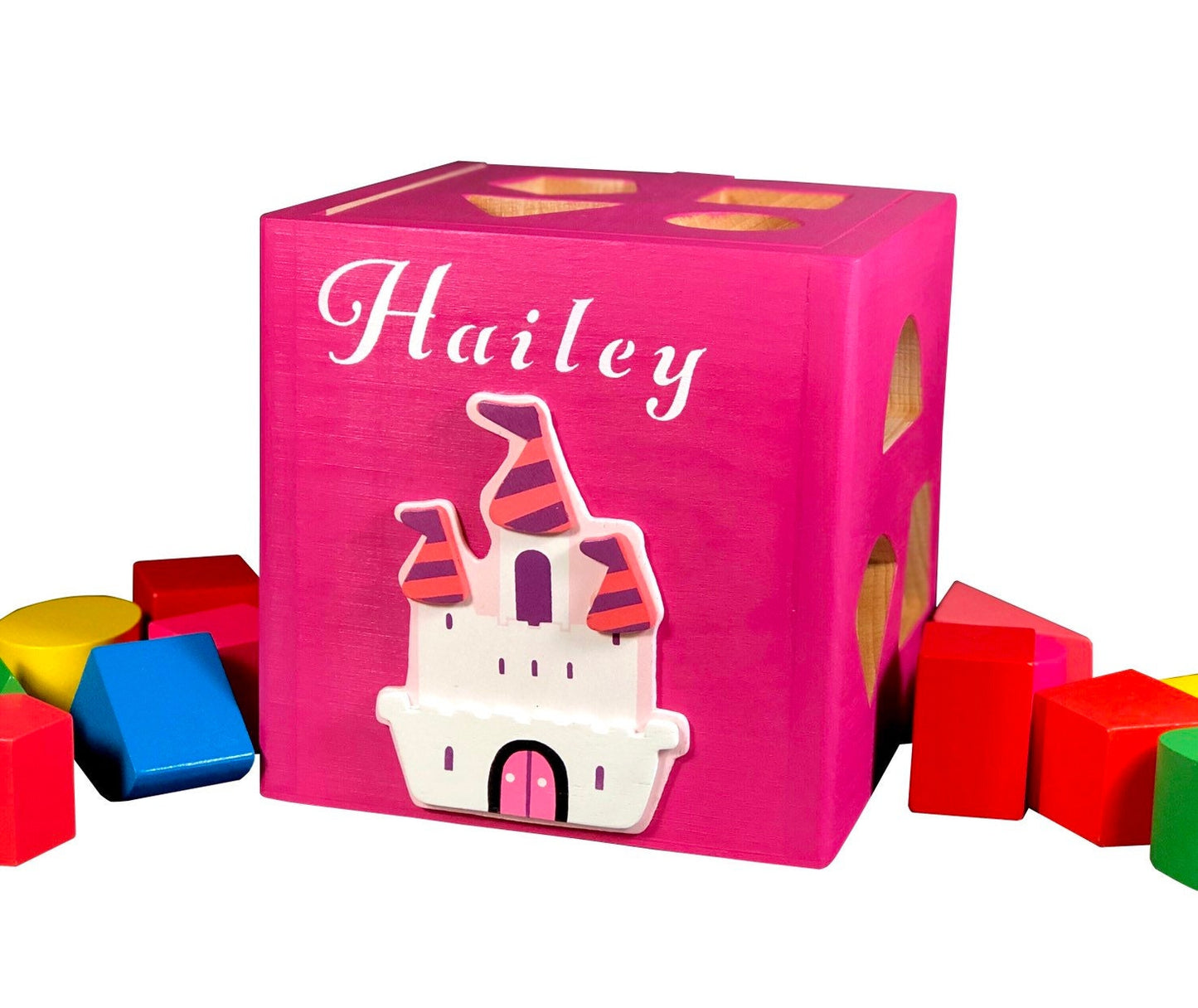 Pink baby toys / personalized shape box with blocks