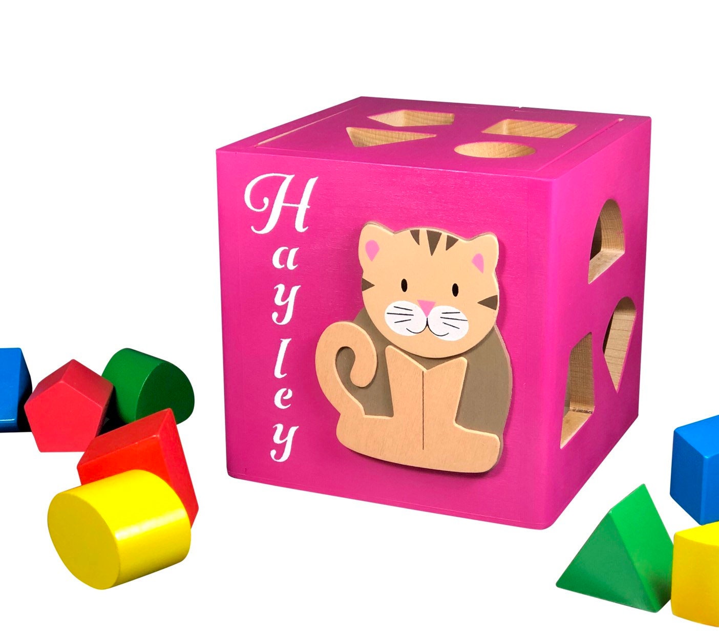 Parents choice baby gift 2022 / custom shape sorting cube / personalized / sports theme / football