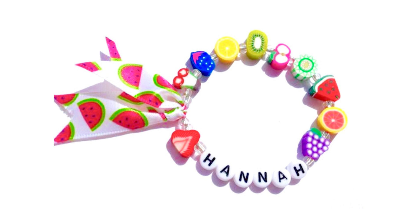 Personalized toddlers girl bracelet /  fruit bracelet / fruit jewelry for kids