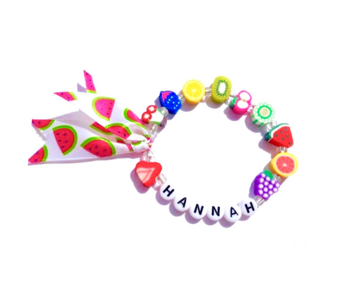 Personalized toddlers girl bracelet /  fruit bracelet / fruit jewelry for kids