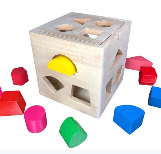 Natural wood baby toys plain shape sorter
