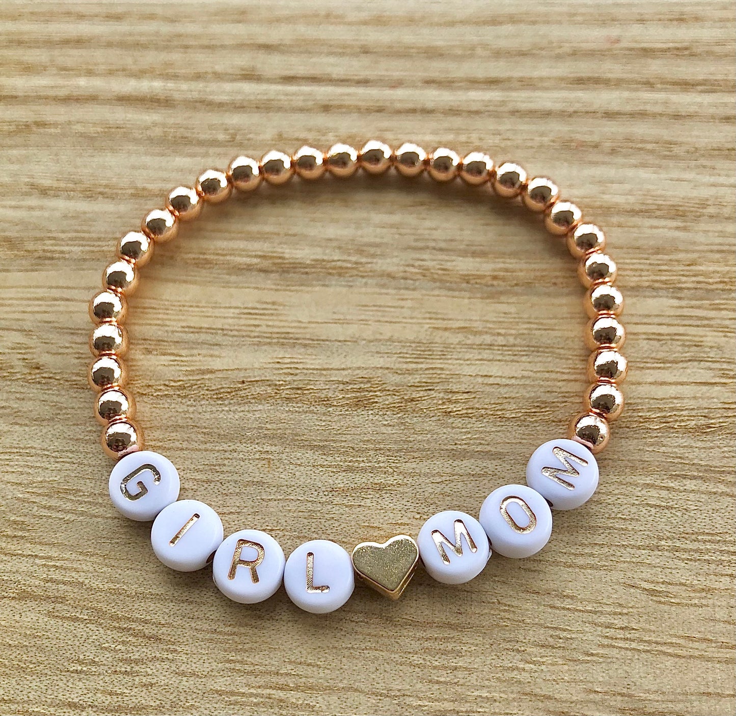 Mother's Day gift for grandma /  Name bracelet rose gold / Heart bracelet / custom jewelry for women