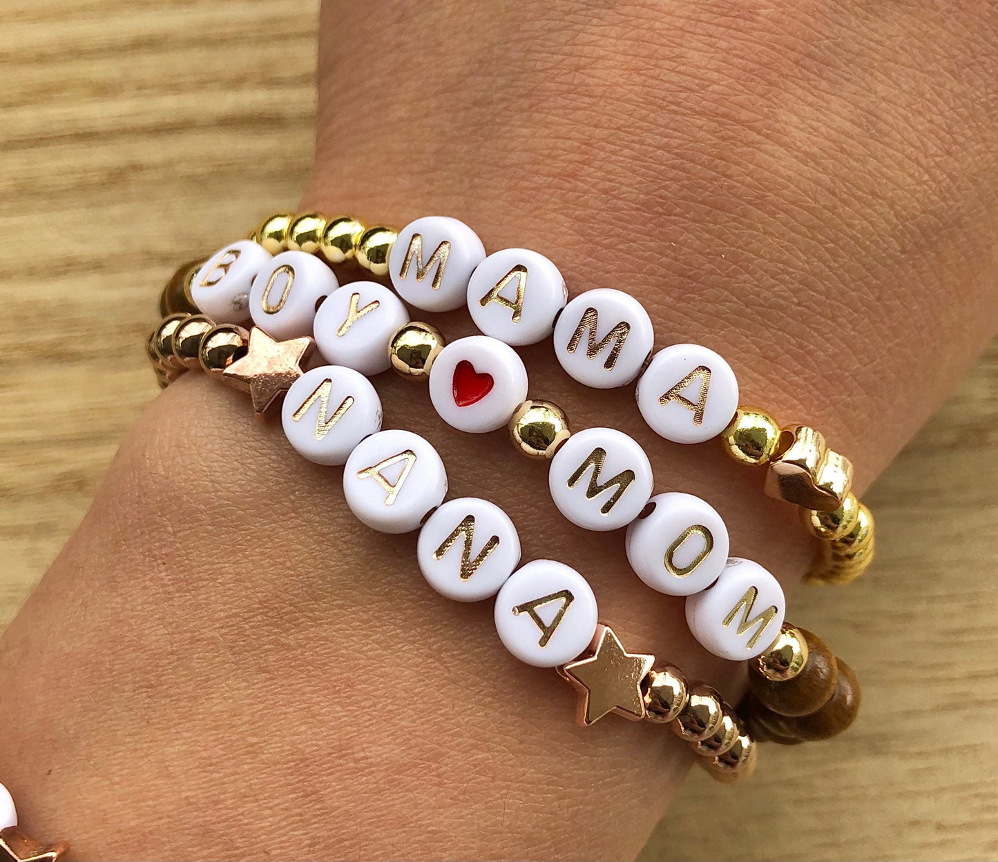 Mother's Day gift for grandma /  Name bracelet rose gold / Heart bracelet / custom jewelry for women