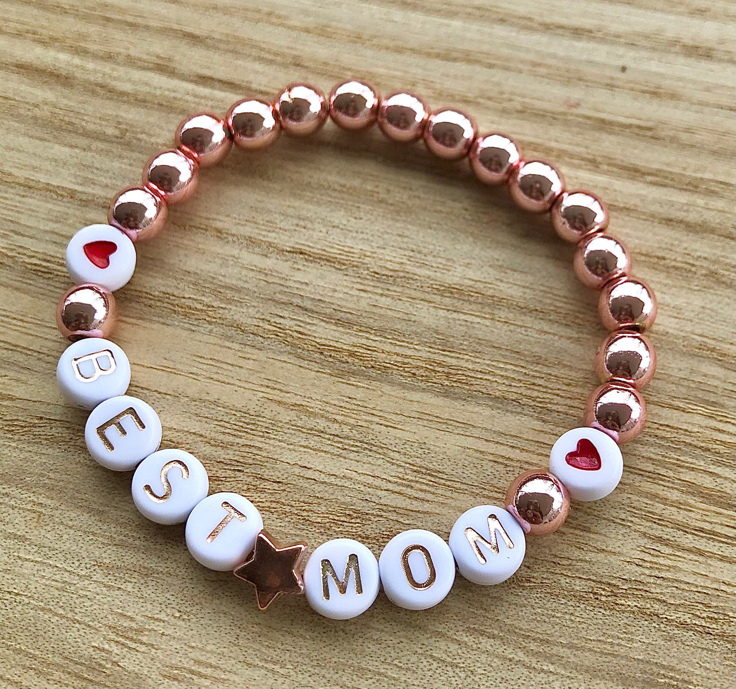 Mother's Day gift for grandma /  Name bracelet rose gold / Heart bracelet / custom jewelry for women