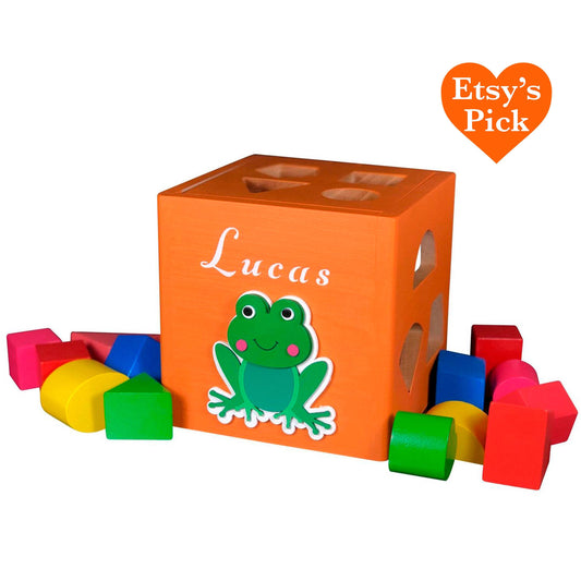 Wooden baby toy, frog toy, gift for a newborn, gift from an aunt, gift from grandma, baby's first gift, frog wooden toy