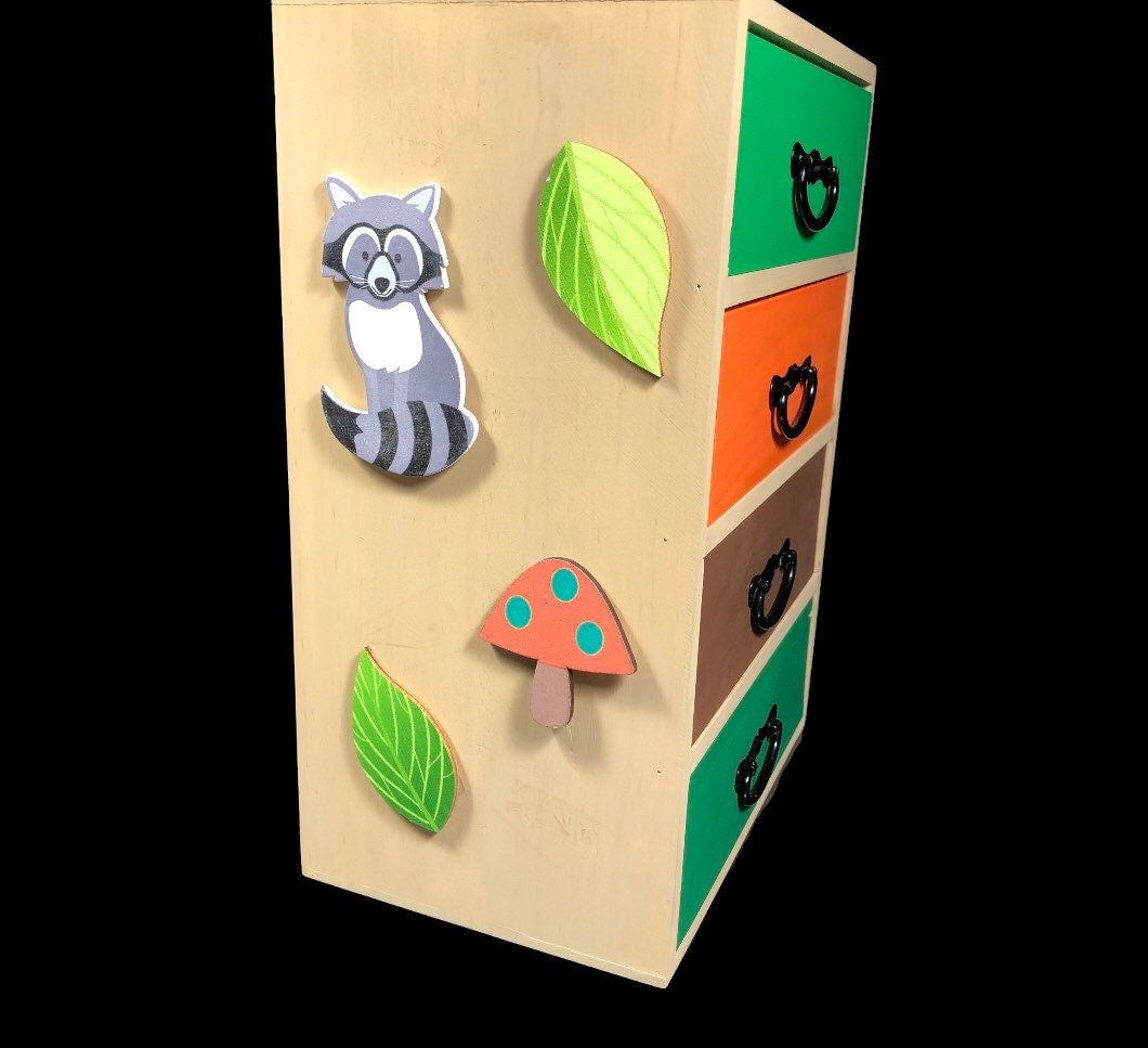 Custom personalized storage box for kids wood forest animals