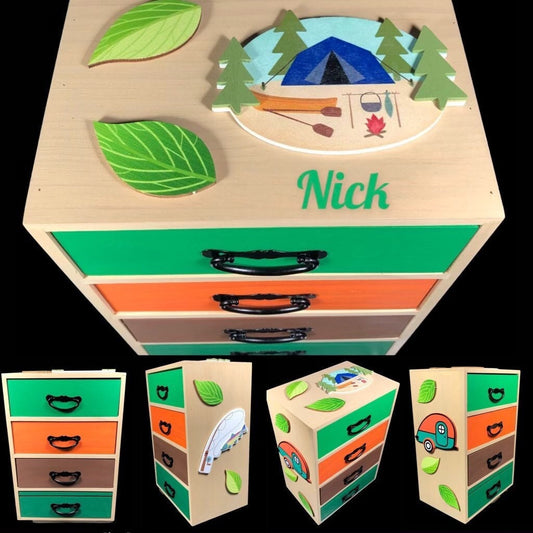 Custom kids treasure box fishing camping theme