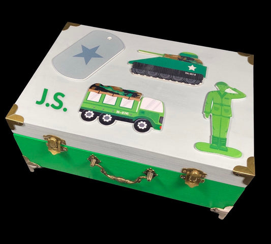 Boys military theme keepsake box / personalized kids boxes